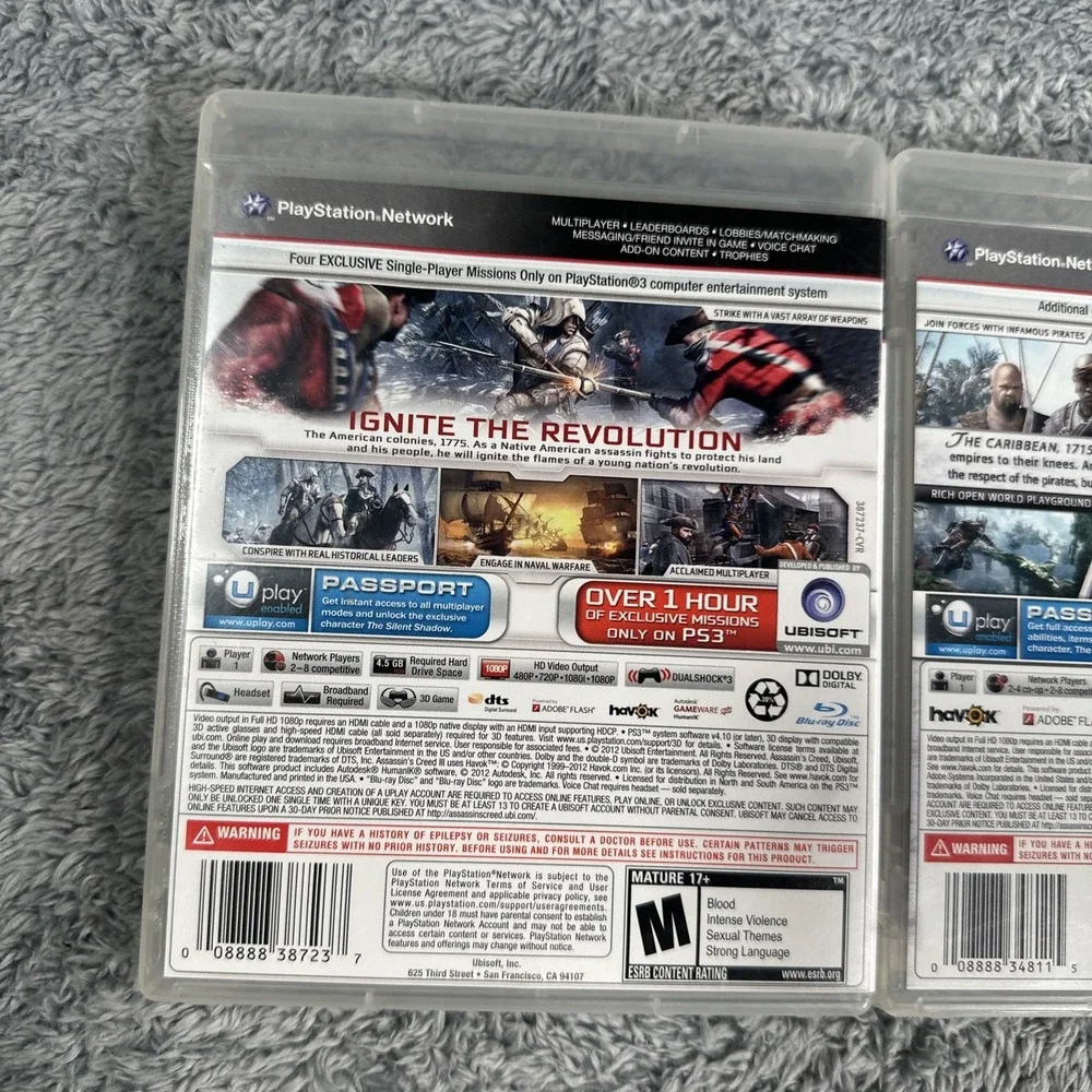 Assassin's Creed Game Lot III & IV Black Flag CIB Tested Working PS3 Pirate
